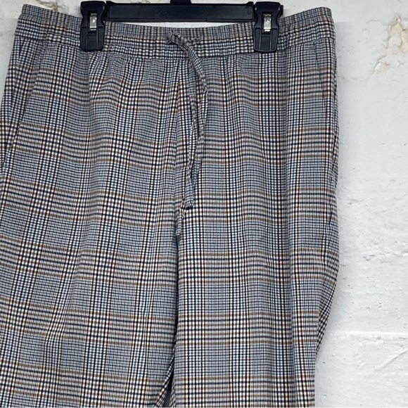 H&M plaid pants elastic waist cuffed hem office business casual - Picture 2 of 7